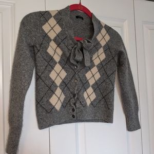 Women's J. Crew Rabbit Fur/Cashmere Argyle Cardigan